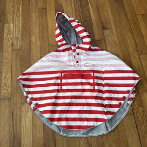 Hunter for Target Waterproof Poncho Cape Hooded Pink Red Stripe Size 2T - 3T